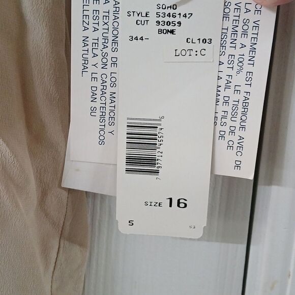 Rena Rowan for Saville vintage   tan short sleeve silk blouse Sz 16 NWT - Picture 4 of 9